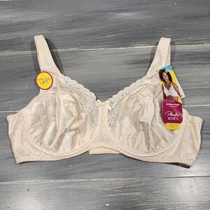 Playtex Secrets Bra 38C Lifts & Supports Underwire Bra‎ Beige Floral Lace #4422